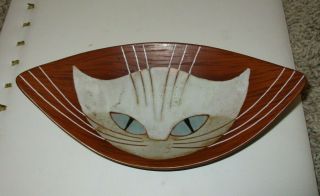 Vintage Art Pottery / Stoneware From Denmark Cat Face Dish
