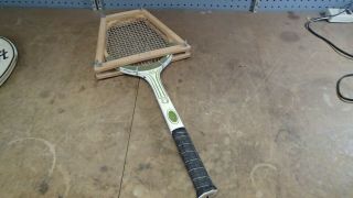 Pancho Gonzales Vintage Spalding Wooden Tennis Racket Wood Racquet & Press