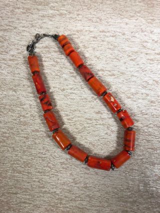 Antique Natural Coral Hand Carved & Strung,  Large Bead Necklace.