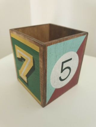 Wooden Pen Pencil Holder.  Vintage Retro Style.  Painted Numbers.  Multi - Coloured