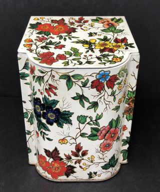 Vintage Daher Floral Tea Tin With Hinged Lid Metal Made In England Biscuit Tin