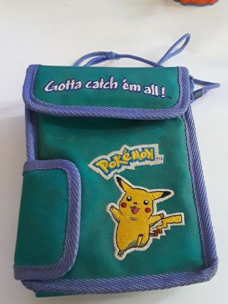Nintendo Gameboy Pokemon Bag Case Soft Travel Green/purple Pikachu Vintage Vg/ex