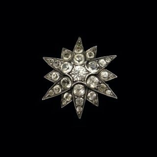 Antique Victorian Old Cut Paste Sterling Silver Star Brooch Pin Circa.  1880