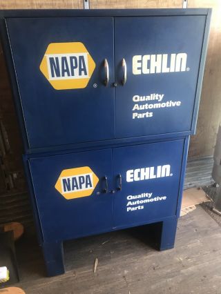 2 Pc Vintage Large Napa Echlin Metal Parts Cabinet
