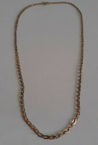 Antique 9 Carat Gold Unusual Square Link Necklace Chain
