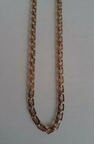 Antique 9 Carat Gold Unusual Square Link Necklace Chain 2