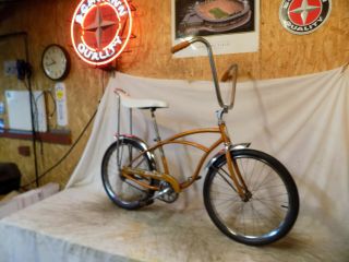 1968 Schwinn Stingray Banana Seat Muscle Bike Coppertone Gold Early S7 Vintage
