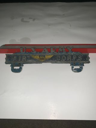 “scarce” Early Us “army Air Corps” Wwii License Plate Topper L@@k