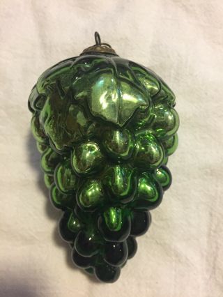 Antique German Green Mercury Glass 4” Grape Form Kugel Christmas Tree Ornament