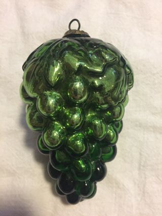 Antique German Green Mercury Glass 4” Grape Form Kugel Christmas Tree Ornament 2