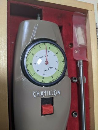 Vintage Chatillon DPP - 1KG Force Gauge With Attachments and Case Push Pull 2