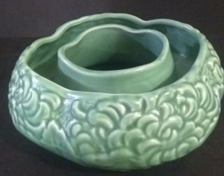 Vintage Sylvac Green Porcelain Pansy Vase Frog For Short Stemmed Flowers England