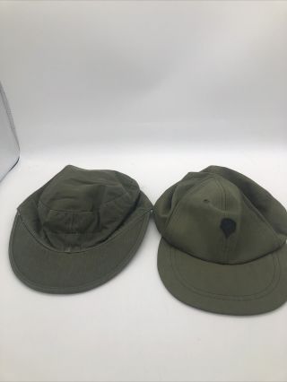2 Vintage 50’s - 70’s Field Hat Cap Military Vietnam Tropical Og Hot/cold Weather