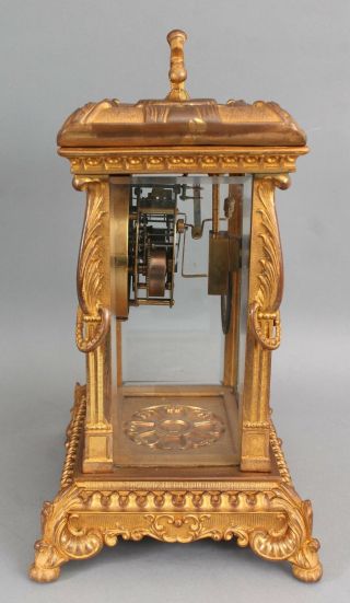 Antique Waterbury Art Nouveau Gold Gilt Bronze,  Crystal Regulator Mantle Clock 5