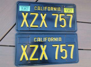 Vintage California Black & Gold License Plates 1963 - 1969 Years Xzx 757 Dmv Clear