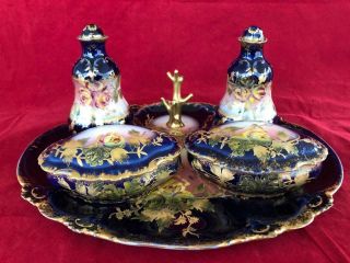 Fine Antique French Limoges Porcelain Dressing Table Set.
