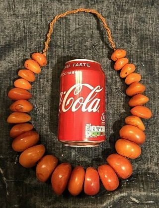 Huge Antique Raw Amber Necklace 390 G Grams Natural Baltic Stone String Bakelite