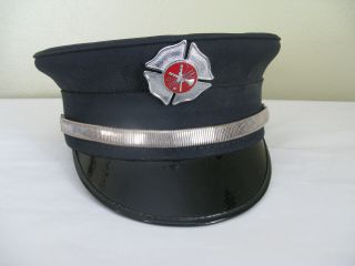 Vintage Fire Department Dress Uniform Cap With Badge