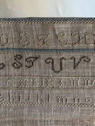 Big Early Antique Hand Stitched Sampler Needlework House Alphabet AAFA Textile 5