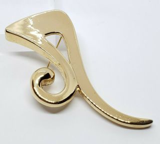 Stunning Vintage Signed Givenchy Polished Gold Plated Modernist Abstract Brooch