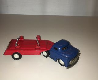Vintage Tin Friction Toy Truck,  Trailer Japan S - 2023 License Plate Car 1950s