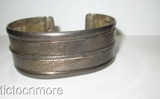 Vintage Mexico Taxco Sterling Silver Wide Cuff Bangle Bracelet 34g
