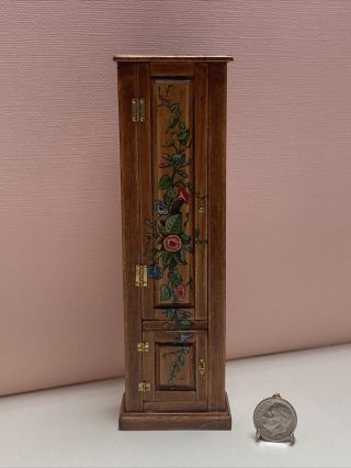 Vintage Artisan Beth Bergman Wooden Floral Storage Cabinet Dollhouse Miniature
