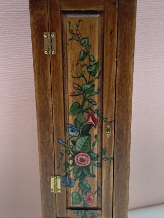 Vintage Artisan Beth Bergman Wooden Floral Storage Cabinet Dollhouse Miniature 2