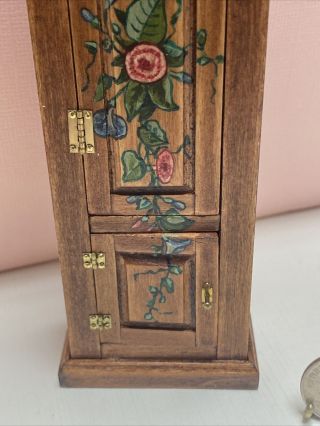 Vintage Artisan Beth Bergman Wooden Floral Storage Cabinet Dollhouse Miniature 3