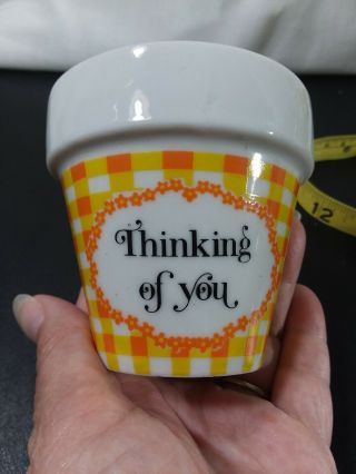 Vintage 1970s Ceramic Flower Pot " Thinking Of You " Succulent 3 " Planter Gift