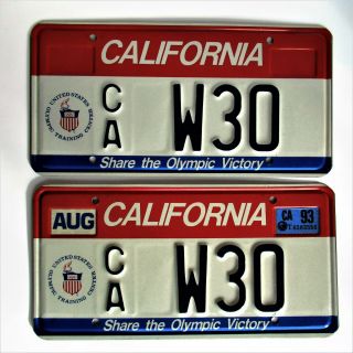 W30 Pair Cal Victory Vanity License Plate Us Olympic Training Center Olds 442 Ca