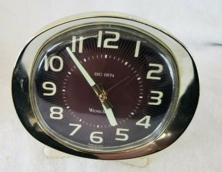 Vintage Westclox Big Ben Wind Up Alarm Clock Black Gold Tone Made In Usa