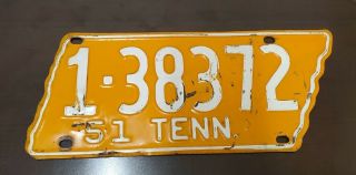 Vintage 1951 Tennessee State License Plate Paint