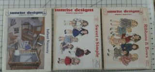 3 Sunrise Designs Patterns Sizes 1t - 4t,  Infant Nursery Uncut Vintage Cute