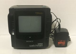 Vintage Sony Mega Watchman Walkman Portable Tv Am/fm Radio Fd - 525