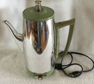 Vintage General Electric 9 Cup Immersible Percolator Avocado Green A4p15.