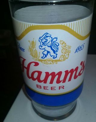 Vintage 10 Oz Hamm’s Beer Glass Wraparound Design Since 1865 Lion Crest