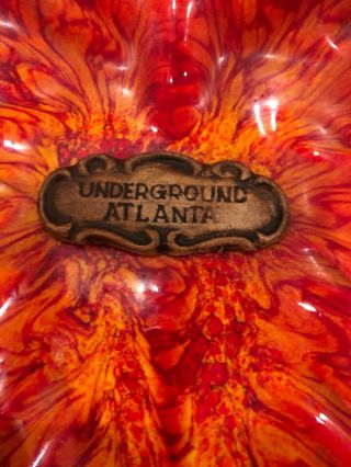 Vintage Treasure Craft USA Ashtray Underground Atlanta Orange Leaf Dish 2