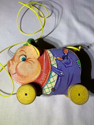 Vintage Fisher Price Pull Toy Pudgy Pig 478 Vgc Issued 1962 2 U