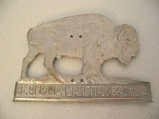 Canada ' s National Parks Buffalo license plate topper 1938 silver color 2