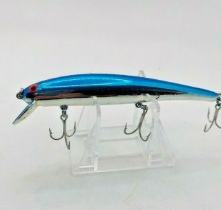 Old Lure Vintage Bomber In Blue Nd Silver With Red Eyes For Walleye Fishing.
