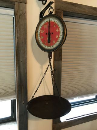 Red Face Antique Hanging Produce Scale / By John Chatillon Circa 1914