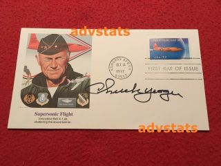 Authentic Autograph Gen.  Chuck Yeager Signed Fdc,  Bell X - 1 Jet,  Sound Barrier Nm