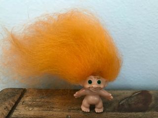 1960s 1.  5 " Vintage Scandia House Pencil Topper Troll Doll W/green Spiral Eyes