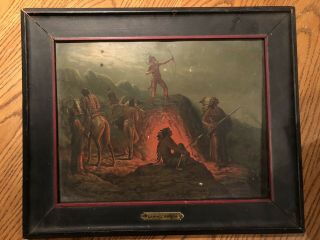Antique American Western Indian Burning Arrow Lithograph Print