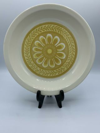 Vintage Retro California Usa Pottery 10 Inch Yellow Sunflower White Pie Plate