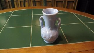 Vintage Shawnee Pottery 2 Handle Bud Vase W/ Floral/asters Relief Pale Blue