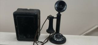 Antique Western Electric Candlestick Phone With Dial & 534 - A Ringer Box