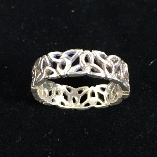 Vintage Sterling Silver Celtic Knot Ring Sz 7 Infinity Irish Pierced Luster Band
