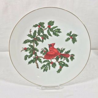 Vintage Lefton China Porcelain Hand Painted Cardinal Salad Plate